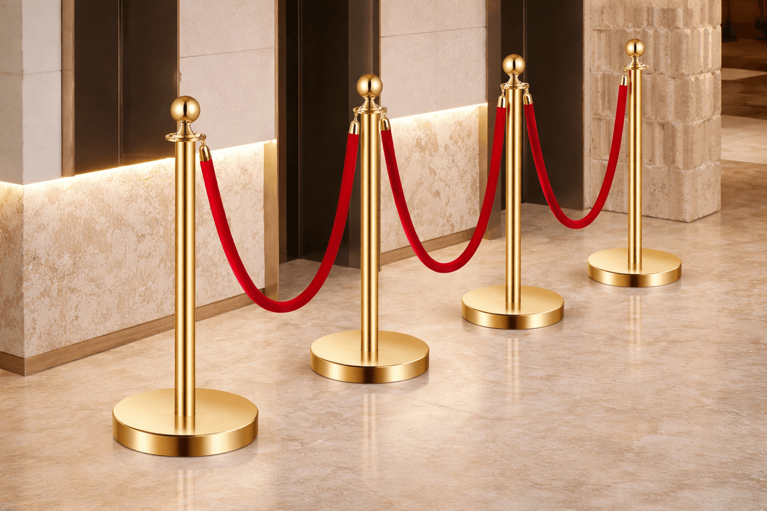 Red Velvet Rope Stanchions